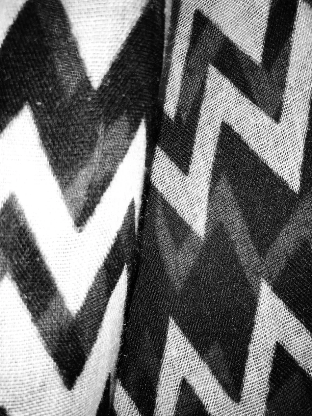 Black & White Chevron Scarf Lightweight Sheer Long Geometric Chic Zig Zag print